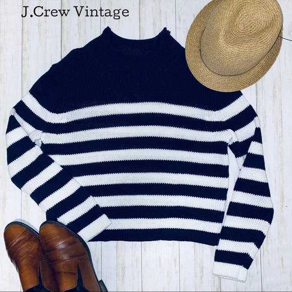 J. Crew Sweaters - J.Crew Vintage rolled neck, striped sweater small